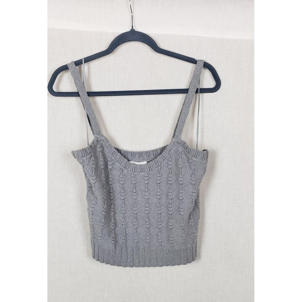 Weekend Los‎ Angeles Sweater L Dusty Blue Cropped Knit Tank Boho Festival Casual